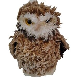 Douglas OWL The Cuddle Toy Brown Beige 7" Plush Yellow Eyes